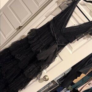 Fashion Nova Black Maxi Dress with Ruffle Details